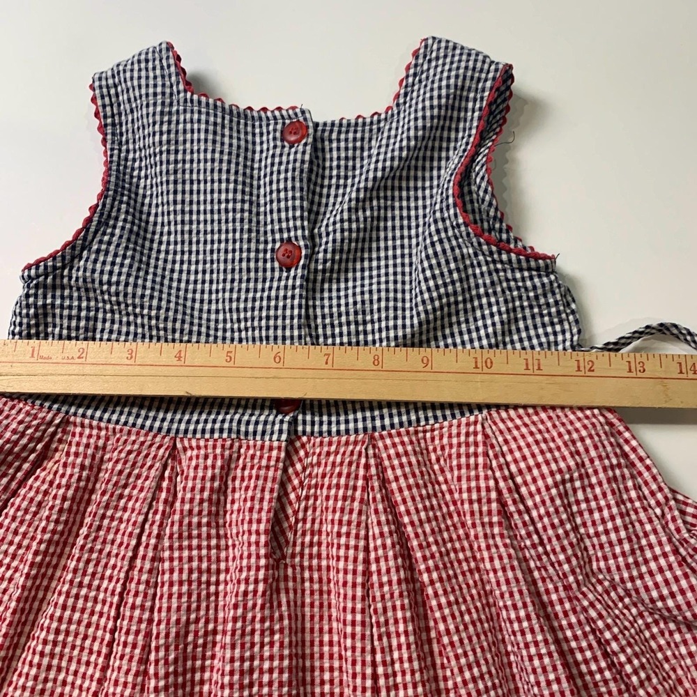 Vintage Growing Up Lord And Taylor Red And Blue Gingham Sleeveless Dress Girls M - Picture 5 of 10